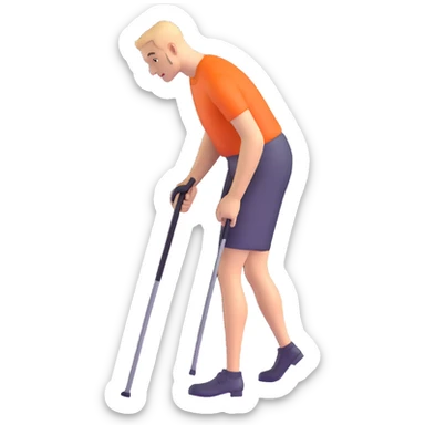 man with a physical disability, such as a prosthetic leg or using a cane sticker