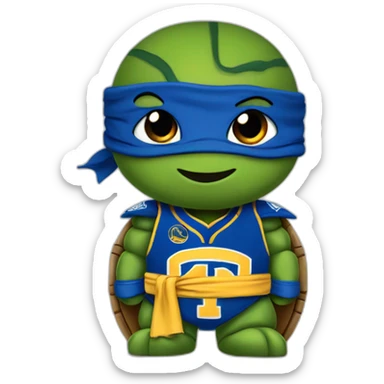 ninja turtle wearing a golden state jersey sticker