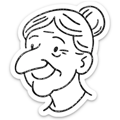 older woman with a big nose, smiling sticker