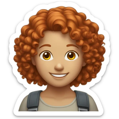 redheaded curly-haired girl smiling sticker
