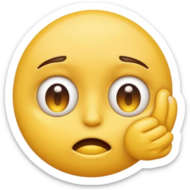 embarrased yellow emoji sqeezing eyes shut with sweat coming down the face hidding sticker