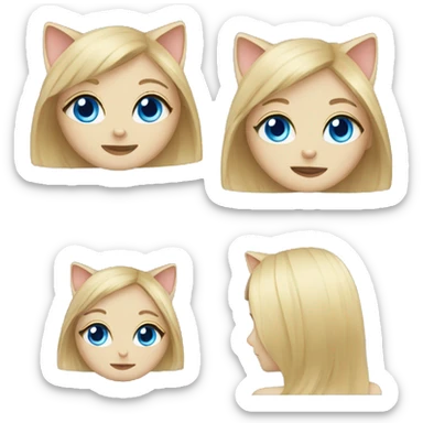 Cat with blonde girl and Blue eyes sticker