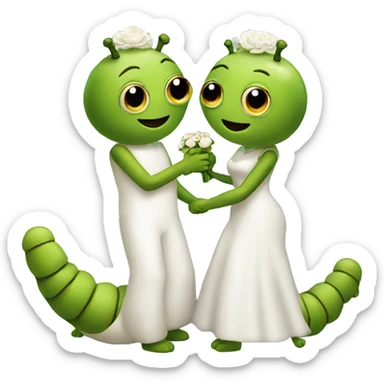 Two caterpillars getting married sticker