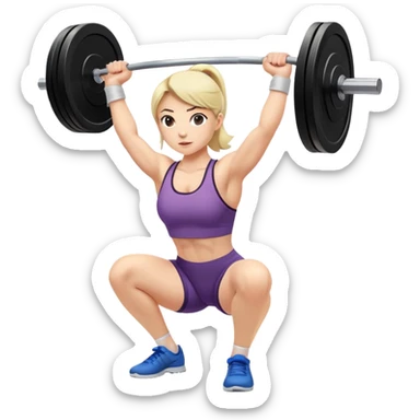 Woman doing barbell exercise like the Clean&Jerk or Snatch sticker