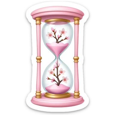 Pink pastel and white Cherry Blossom hourglass sticker
