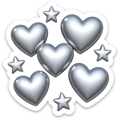Silver hearts and stars sticker