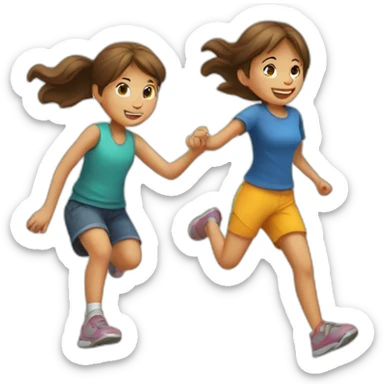 girl & boy playing tag sticker