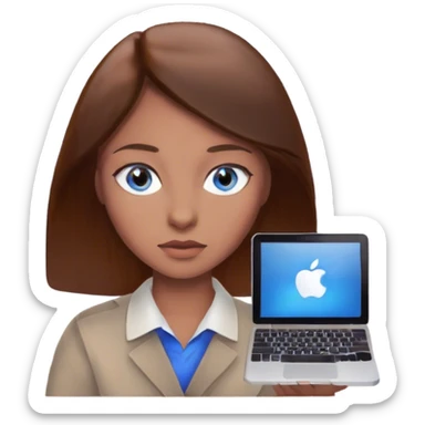  girl with blue eyes,  hair working with Mac  sticker