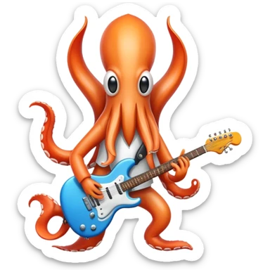 A squid playing an electric guitar  sticker