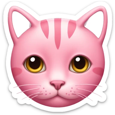 Pink cat with hearts around it  sticker