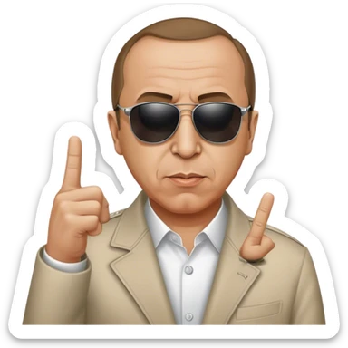 Tayyip Erdoğan, who wears me with middle finger glasses, create emojis sticker