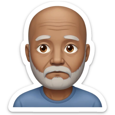 "- Nam
- 70 tuổi
- Da nâu
- Đầu không có tóc
- Râu bạc, mặt buồn
" sticker