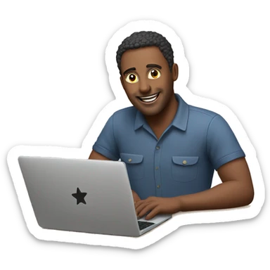 man with laptop rate with 5 stars sticker