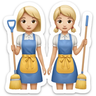 two maids are holding the mop sticker