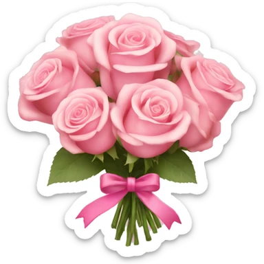 A bouquet of light pink roses, with pink ribbon on it sticker