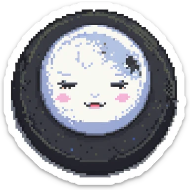 full moon with sleepy face, closed eyes and small z's floating sticker