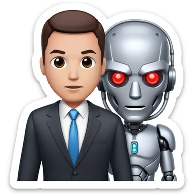 cyborg with business man sticker