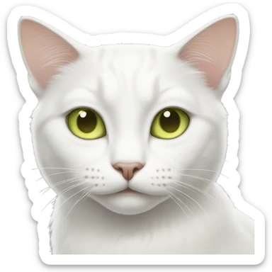 white cat with yellowish-green eyes sticker