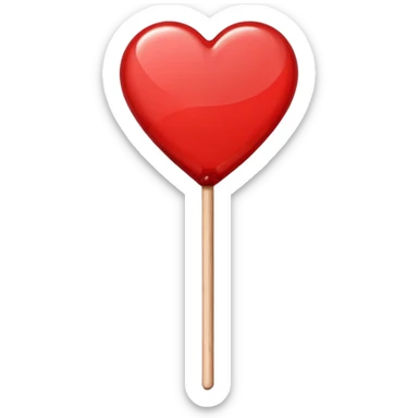 heart shaped semi transparent red lollipop on a stick sticker