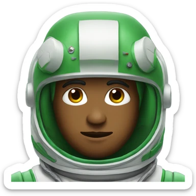 a green astronaut survivor with a unibrow sticker