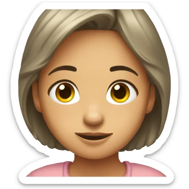 A girl with her face in her hands who looks dreamy and dangles with her feet sticker