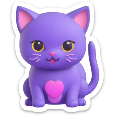 Make the kitten purple, keep the 3d emoji style, no background. sticker