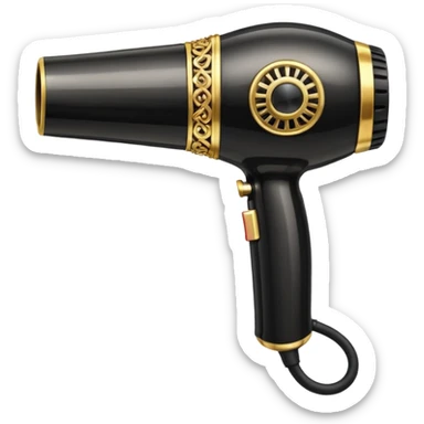 black blow dryer covered in jewelry sticker