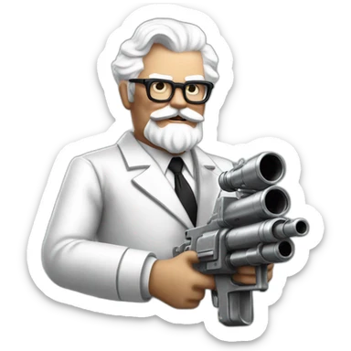 Colonel Sanders using a steel minigun sticker