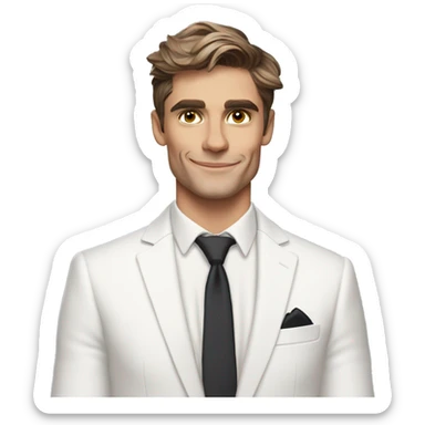 One simple, cute, emoji of Antoni Porowski from Queer Eye in a white suit and tie sticker