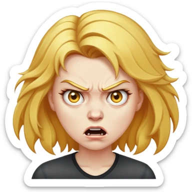 angry woman with weird golden hair sticker