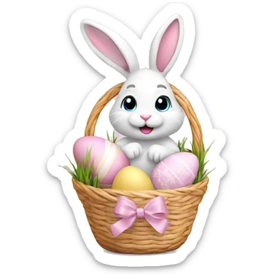 easter bunny with egg light pink basket sticker