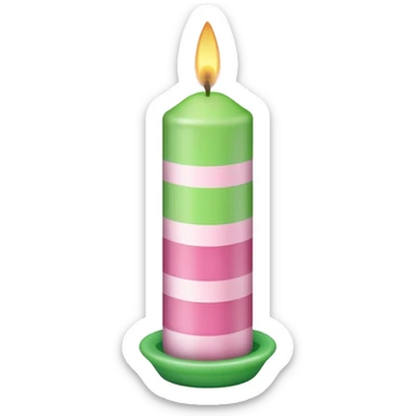 Pink and green striped birthday candle sticker