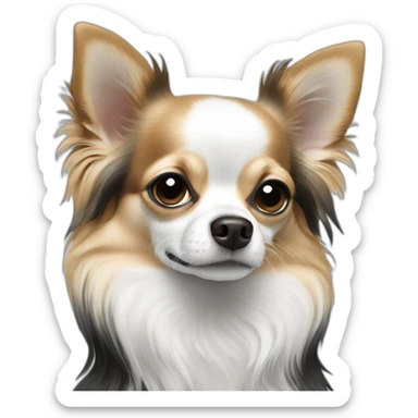 black and white long hair chihuahua sticker