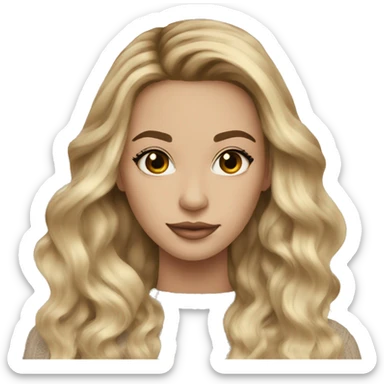 Blonde balayage long hair women beige sweater sticker