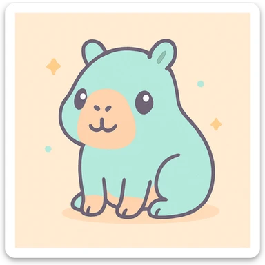 capybara sitting, looking happy and relaxed, kawaii style, simple and sweet sticker