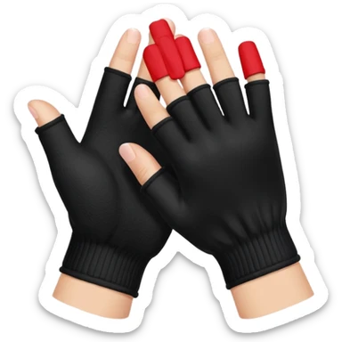A pair of Black fingerless cotton gloves sticker