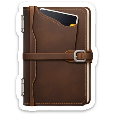 dark brown leather travelers journal sticker