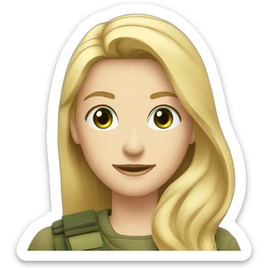 military blonde man with beard and blue eyes and girl with long light-brown hair and green-grey eyes sticker