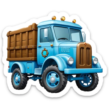 The Flintstones shiny crushed-dark-ice-blue frozen Scooby Doo 1912 antique long-wheelbase cab over off-road moving truck  sticker