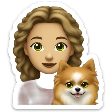 light-skinned-girl-with-green-eyes-walk-with-red-pomeranian sticker