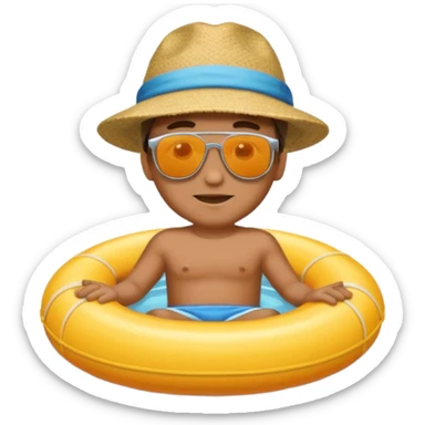 a man floatin on water while sitting on a tube sticker