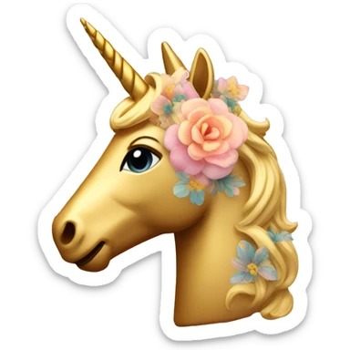 Gold unicorn with floral pattern on it sticker