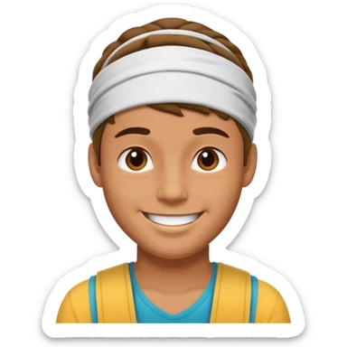 guy with headband sticker