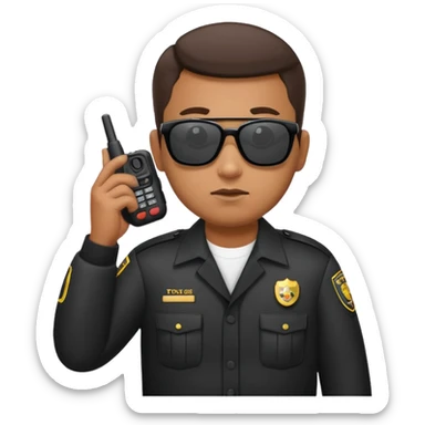 school security, sun glasses, holding walkie-talkie sticker