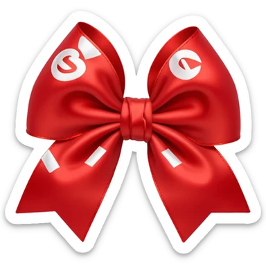 red bow with the "S" logo in the center sticker