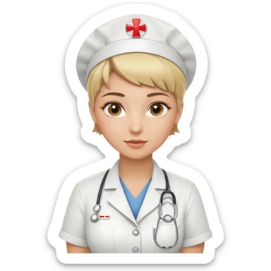 Sexy nurse blonde, wild short hair, Brown-blonde highlights 
 sticker