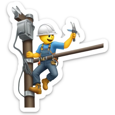 Electrical lineman on a pole sticker