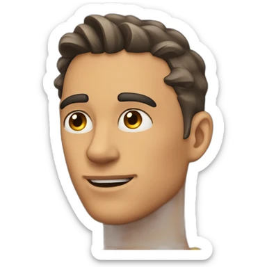 mewing, perfect jawline, very sharp and chad jawline, hand on ear, deaf emoji type vibe sticker