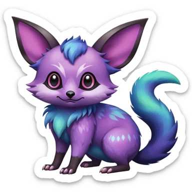 Rare epic aesthetic colorful Noibat-Eevee-Civet-species-Fakemon-hybrid-creature, with markings, full body sticker