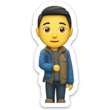 Un chinois content dans le métro  sticker